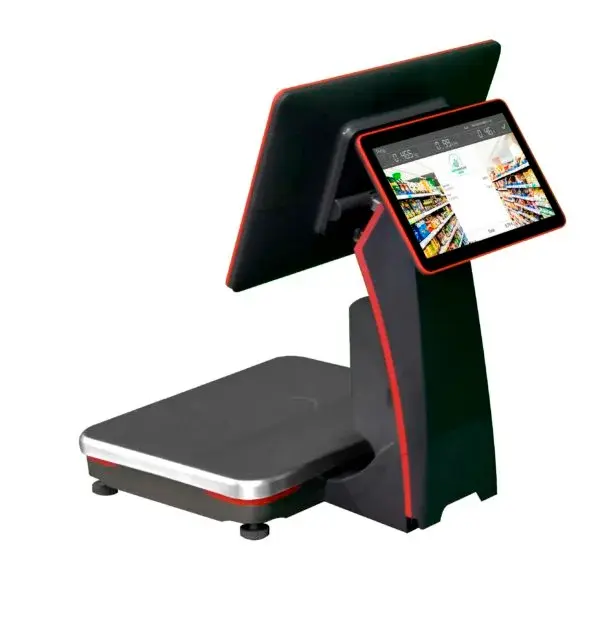 Balanza TPV HIOPOS TS20 con pantalla principal, impresora y balanza integrada – disponible en Canarias.